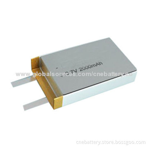 Lithium Polymer Battery w/3.7V Voltage and 2,000mAh Capacity for Solar LED Light, Tablets, Tester